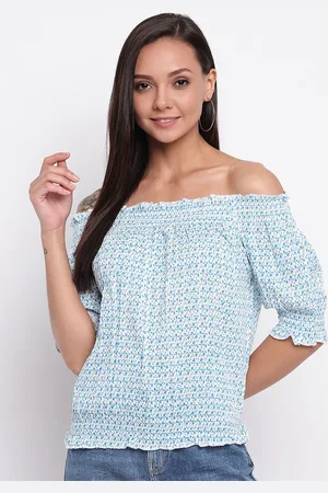 Mayra Abstract Printed Off-Shoulder Bardot Top