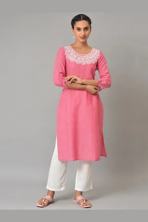 AURELIA Woven Design Thread Work Pure Cotton Kurta