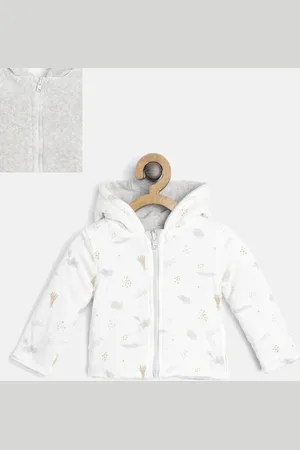 Mothercare Unisex Kids White & Grey Printed Reversible Tailored Jacket