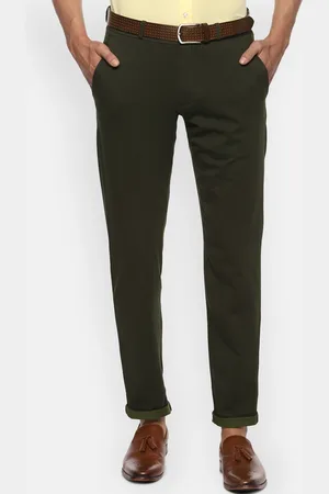 Louis Philippe Men Olive Slim Fit Formal Trousers