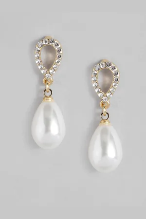 DressBerry Teardrop Shaped Beads & Stone Studded Drop Earrings