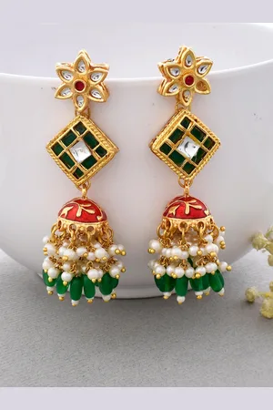 Dastoor Gold Plated Kundan Jhumkas
