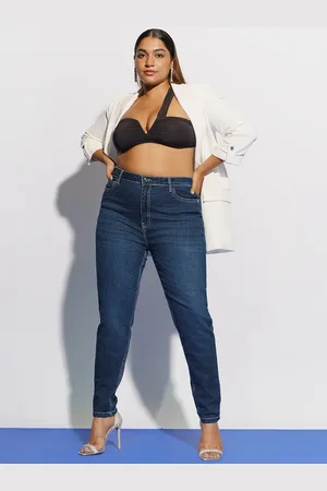 FREAKINS Women Plus Size Blue Clean Look High-Rise Light Fade Skinny Fit Jeans