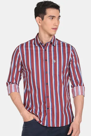 U.S. Polo Assn. U S Polo Assn Men Red Striped Casual Shirt