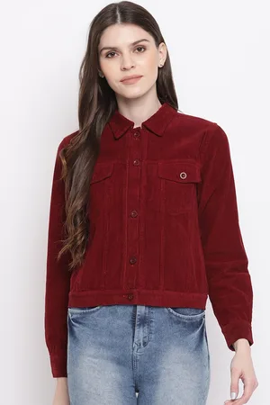 Mayra Women Spread Collar Corduroy Denim Jacket