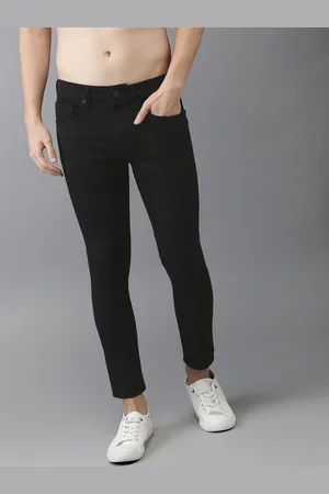 HERE&NOW Men Black Skinny Fit Mid-Rise Clean Look Stretchable Cropped Jeans