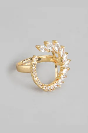 DressBerry Women Stone-Studded Floral-Shaped Adjustable Finger Ring