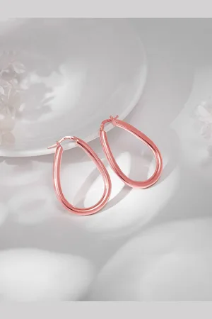GIVA 925 Silver Rose Gold-Plated Contemporary Hoop Earrings