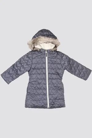 Mothercare Girls Faux Fur Trim Longline Puffer Jacket
