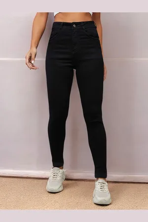 DOLCE CRUDO Women Slim Fit High-Rise Castle Denim Slash Knee Stretchable Jeans