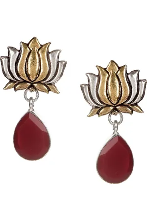 Bamboo Tree Jewels Silver-Toned Diamond Shaped Studs Earrings