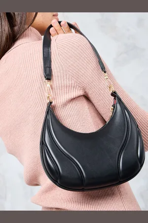 Styli Black Quilted Half Moon Hobo Handbag