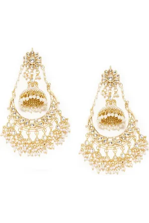 Bamboo Tree Jewels Gold-Toned Contemporary Drop Earrings