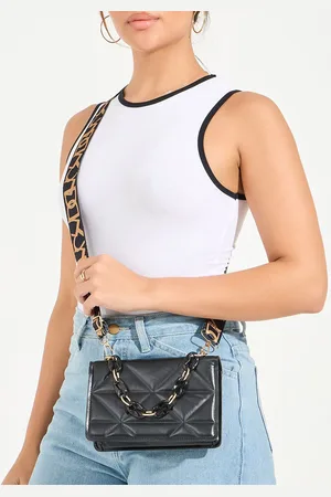 Styli Black Quilted Structured Handheld Bag