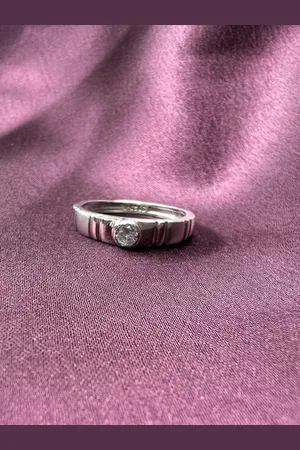 ARTE Men 92.5 Sterling Silver CZ-Studded Finger Ring