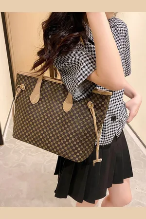 Styli Brown Abstract Printed Structured Tote Bag