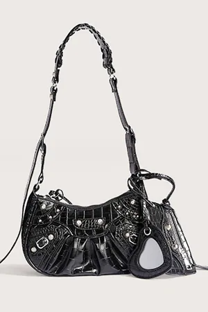 Styli Women Black Leather Belted Shoulder Bag
