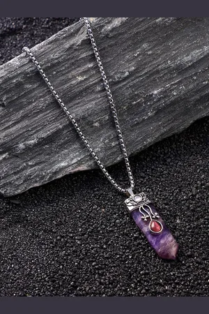 French Accent Men Silver-Plated Pendant With Chain