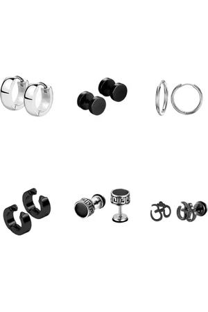 KARISHMA KREATIONS Unisex Set Of 6 Silver-Plated Contemporary Studs Earrings