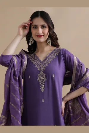 Jaipur Women Ethnic Motifs Embroidered Regular Chanderi Cotton Kurta with Trousers & With Dupatta