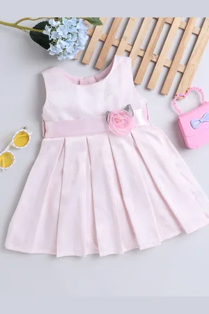 MANY FROCKS & Girls Embellished Round Neck Satin Fit & Flare Dress