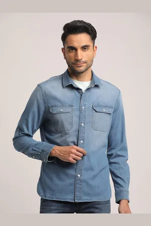 EVERBLUE Men Solid Faded Opaque Casual Slim Fit Shirt