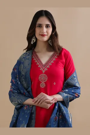 Jaipur Women Ethnic Motifs Embroidered Regular Chanderi Cotton Kurta with Trousers & With Dupatta