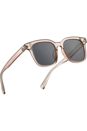 Royal Son Unisex Black Lens & Brown Square Sunglasses with Polarised Lens