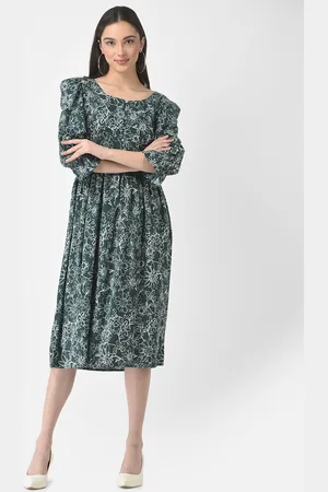 Crimsoune Club Floral Printed Fit & Flare Midi Dress