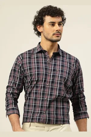 JADEBERRY Men Classic Slim Fit Tartan Checks Opaque Checked Party Shirt