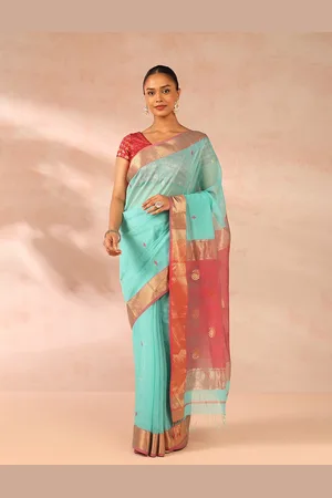 Taneira Ethnic Motif Woven Design Zari Silk Cotton Maheshwari Saree