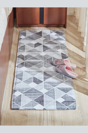 Home Centre Exotica Grey & White Geometric Printed Bedside Runners