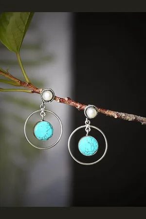 Bamboo Tree Jewels Silver-Plated Beaded Contemporary Drop Earrings