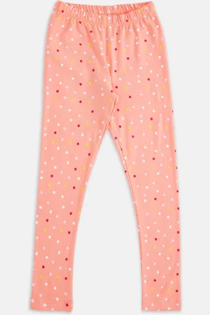 Pantaloons Girls Peach-Coloured & White Printed Leggings
