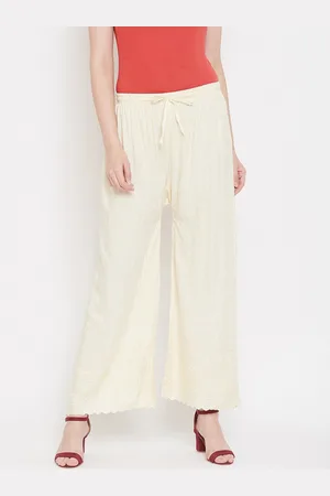 Castle Women Ethnic Motifs Embroidered Mid Rise Wide Leg Palazzos