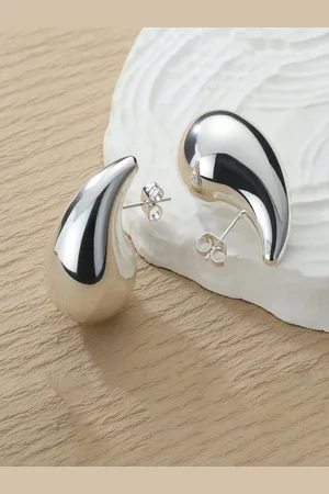 FIMBUL Silver-Toned Teardrop Lightweight Shaped Drop Earrings