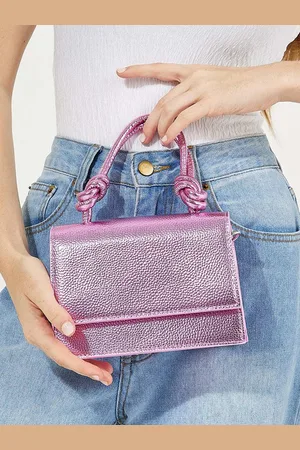Styli Textured Structured Shiny Knot Detailed Sling Bag