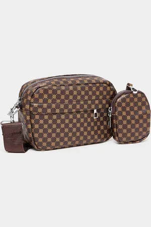 Styli Graphic Printed Zip Detail PU Shoulder Bag
