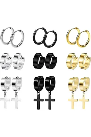 KARISHMA KREATIONS Unisex Set Of 9 Contemporary Hoop Earrings