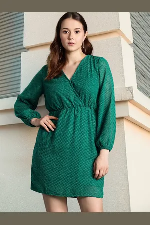 DressBerry Dobby Finish Puff Sleeve Mini Dress