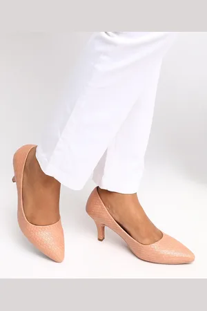 Marc Loire Nude-Coloured Textured PU Work Kitten Pumps