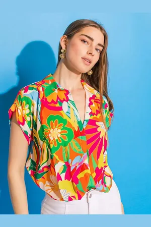 FNOCKS Women Floral Printed Cotton Top