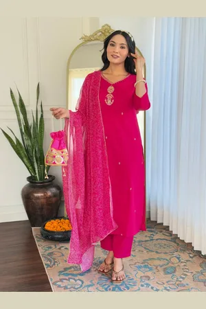 Navlik Women Ethnic Motifs Embroidered Regular Kurta with Trousers & With Dupatta