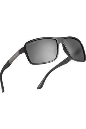 Royal Son Men Black Lens & Black Rectangle Sunglasses with Polarised Lens