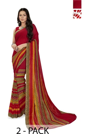 ANAND SAREES Ethnic Motifs Poly Georgette Saree Pack of 2