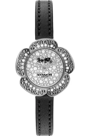 Coach Women Tearose Embellished Floral Design Dial & Leather Strap Analogue Watch 14504325