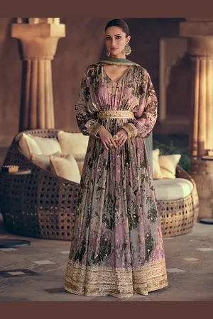 Jaipur Embroidered Silk Georgette Semi-Stitched Dress Material