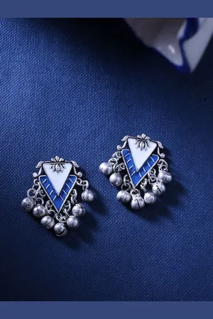 Sangria Silver Plated Indigo Affair Triangle Shaped Studs