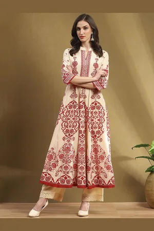 Biba Women Pure Cotton Ethnic Motifs Printed Kurta with Palazzos