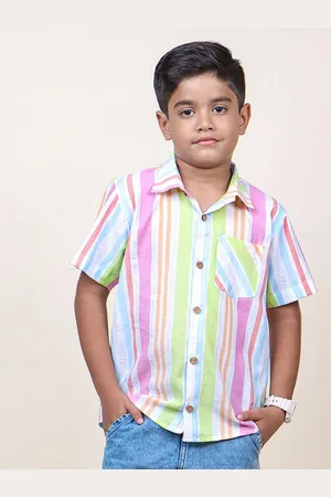 Jilmil Boys Candy Striped Spread Collar Casual Shirt